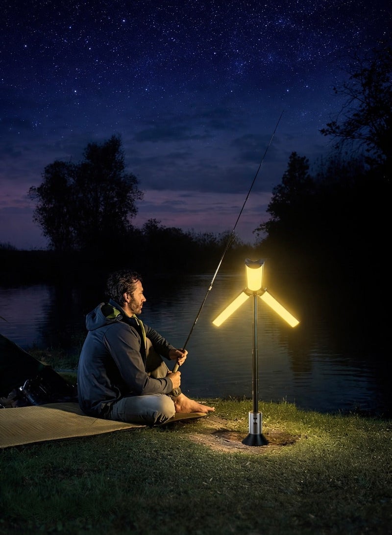 ARNOTEC مصباح تخييم تلسكوبي متعدد الوظائف ومصباح يدوي 2 في 1، مصباح دافئ قابل للتعديل بزاوية 270°، عمود قابل للتمديد 4 أقسام بطول 51.8 سم، نواة ليزر بيضاء + 54 LED، قابل للشحن عبر Type-C، 3000mAh، غطاء مصباح قابل للفصل، ضوء محمول خارجي - Image 5